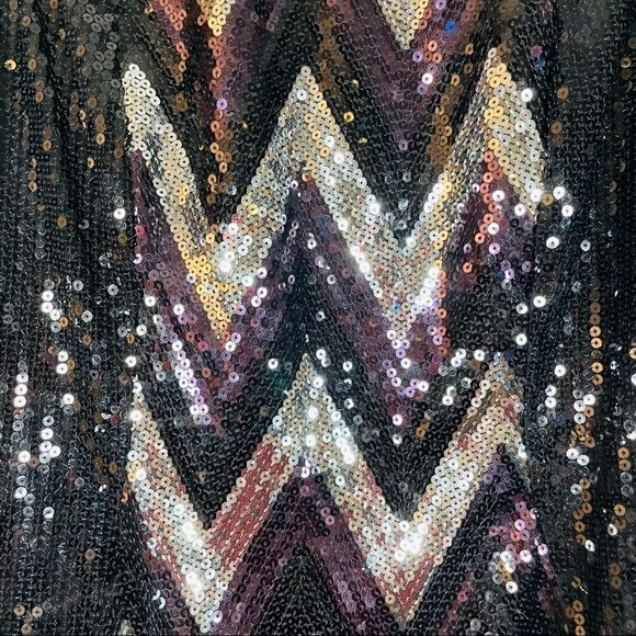 Vintage Night Way Sequins Chevron Midi Dress - Picture 2 of 5